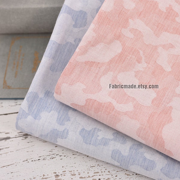 Tela de algodón de camuflaje, azul claro rosa Jacquard camuflaje tela-1/2 yarda
