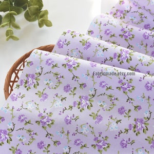 Soft Lilac Floral Cotton Fabric Purple Mauve Flower Cotton- 1/2 yard