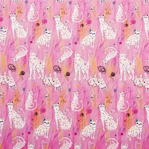20s Spots Abstract Cats Print Pink Cotton Fabric for Hats, Kiss Clasp Bags, Book Covers & Pouches- 1/2 yard 2 darker pink