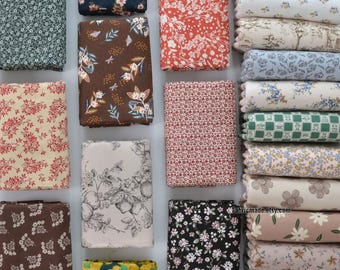 Brushed Cotton Fabric Little Floral Animal Print Cotton For Autumn Winter  -1/2 yard
