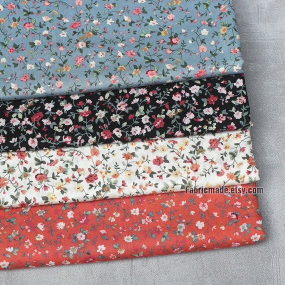 100% Cotton Fabric By The Yard Shades of Gray Flower Design 