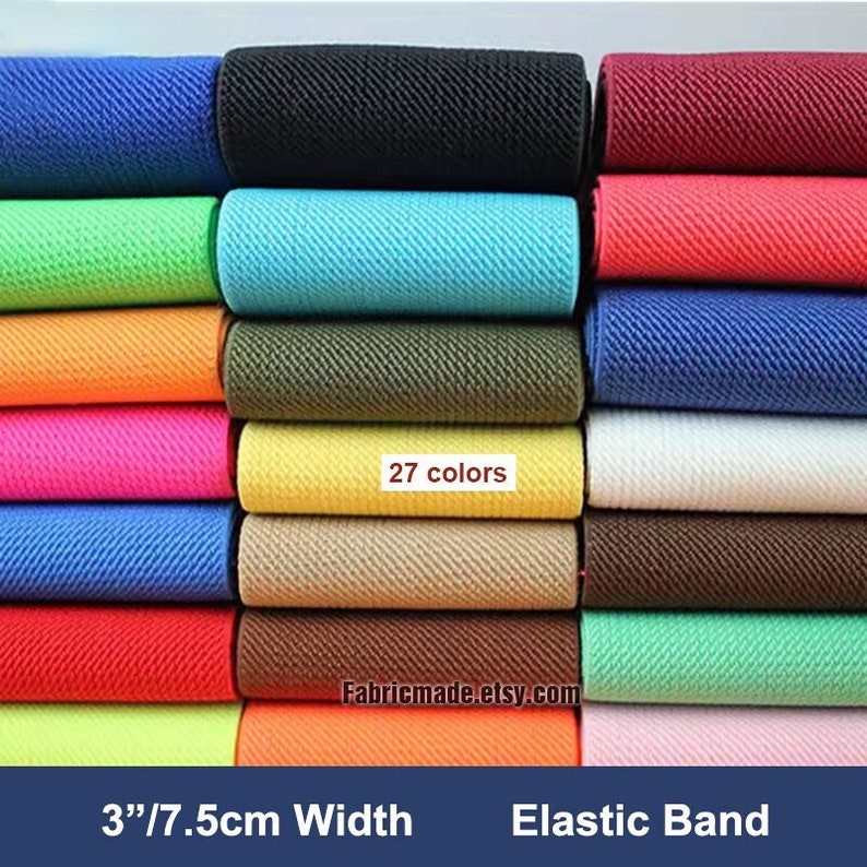 2 yards 27 colors choose 3 inches/ 75mm Elastic Band, Twill Elastic Webbing image 1