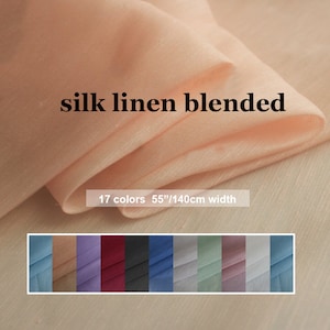 17 Colors- Solid Silk Linen Blend Fabric - 19.6"/50cm