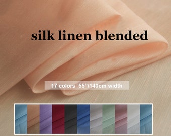 17 Colors- Solid Silk Linen Blend Fabric - 19.6"/50cm