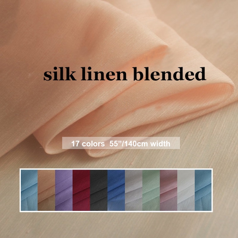 17 Colors Solid Silk Linen Blend Fabric 19.6/50cm Etsy