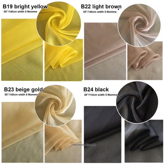 29 Colors Solid Chiffon Silk Fabric 100% Pure Silk Crepe Georgette 5/6  Momme 19.6/50cm 