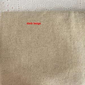 Cream Beige Linen Cotton Fabric – Natural Upholstery, Bag Fabric (1/2 yard) 1 dark beige