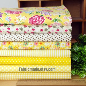 Yellow Bundle Fabric/ Yello Fabric/ Yellow Cotton Fabric Bundle For Clothing Quilting - Sets for 8 each 45cmX45cm