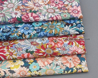 Shabby Chic Daisy Cotton Fabric - Floral Print, Girl's Dress Craft, 1/2 Yard