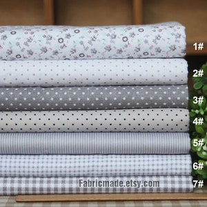 Lot de 7 tissus gris/gris/tissu gris/tissu en coton gris pour courtepointe Lot de 7 pièces 45 x 45 cm image 5