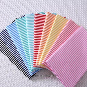 Stripe Cotton Fabric, Pink Yellow Green Navy Blue Stripes Cotton,  White Stripes Cotton Fabric- 1/2 Yard