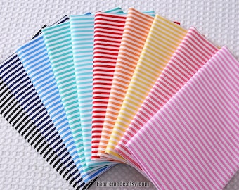 Striped Cotton Fabric, Colorful Sewing Material, 1/2 Yard