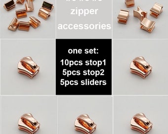 1 set no.3 5 8 metal Zipper Fastener Slider Stops, Zipper Head, Zipper Slider, Brass Metal Zipper  Accessories