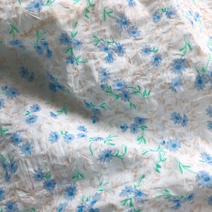 Thin Floral Seersucker Bubble Cotton Fabric Pink Blue Yellow Flower Cotton - 1/2 Yard