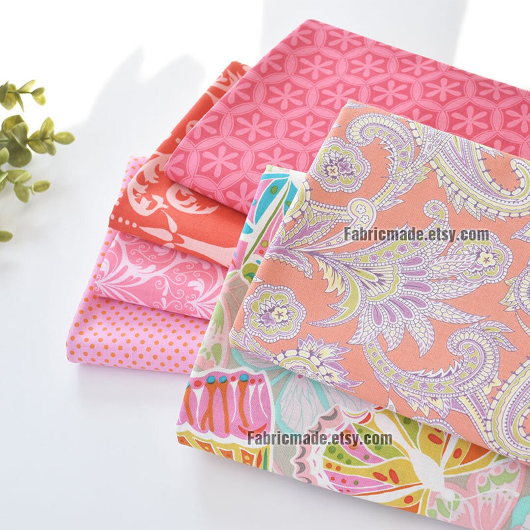 Pink Flower Butterfly Cotton Girls Nursery Cotton Floral Fabric - 1/2 ...