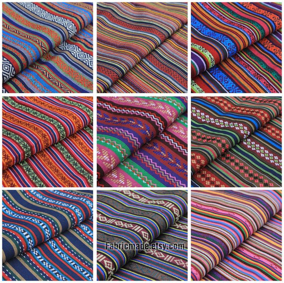Colorful Stripe Cotton Fabric Yarn Dye Fabric BOHO Bohemian Etsy