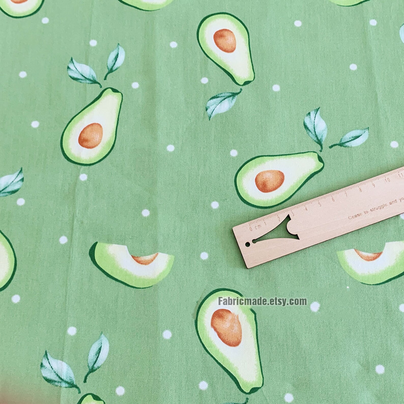 Avocado Cotton Fabric Fruit Green Avocado Quilting Cotton 1/2 | Etsy