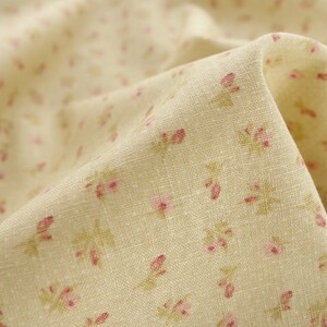 Pink Vintage Rose Fabric Floral Fabric Shabby Chic Floral Linen Fabric - 1/2 Yard