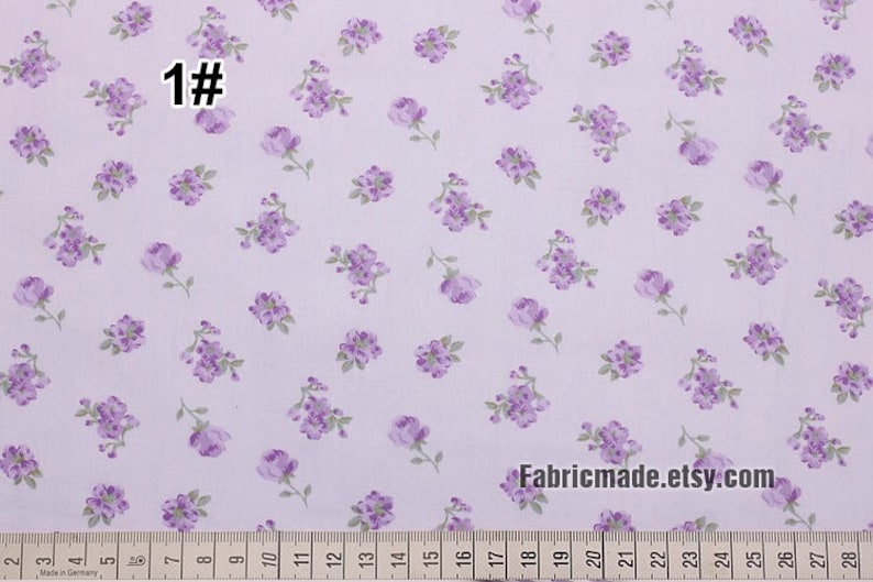 Shabby Chic Purple Floral Cotton Fabric, Lilac Flower Print, 1/2 Yard ...