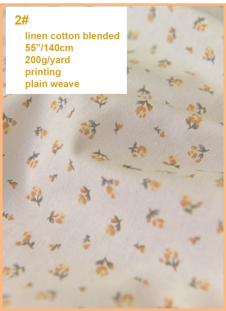 Pre-washed Little Yellow Flower Linen Blended Fabric 1/2 | Etsy