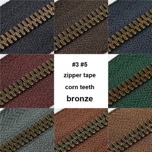 16 colors No. 3 5 8 Luxury Metal Two Way DIY Zipper Tape by the Yard - Bronze Tooth zipper Accessories- One yard