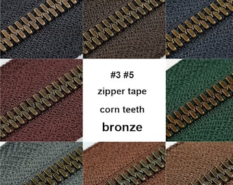 Bronze Tooth Zipper Tape – Two Way Metal, 16 Colors, DIY Accessories