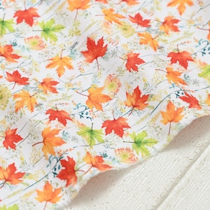 Red Orange Green Maple leaf Cotton Fabric - 1/2 yard