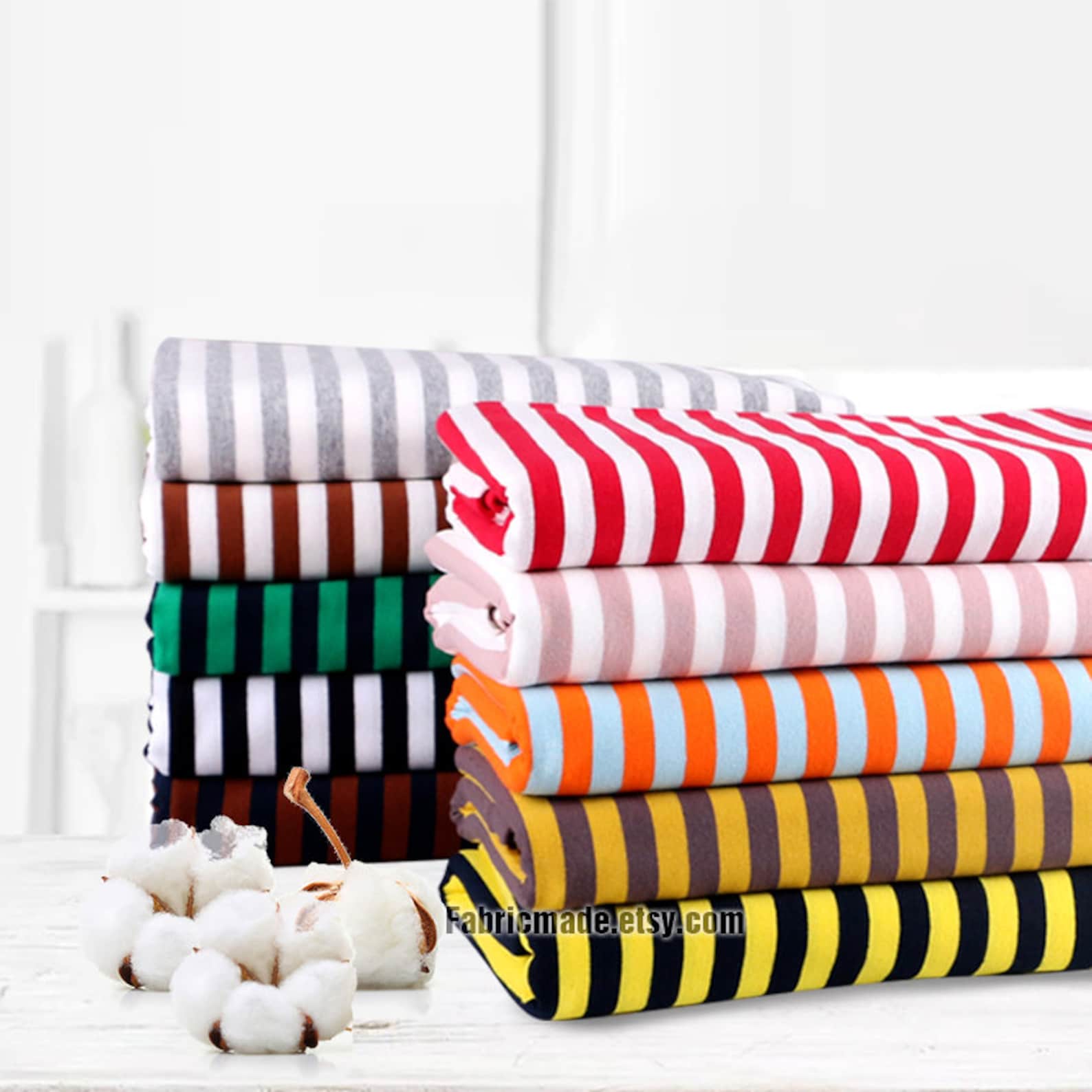 Colors Stripes Knitting Cotton Fabric Baby Kids Clothing Etsy