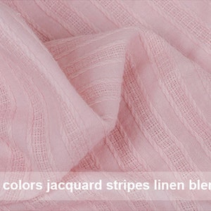Jacquard Weave Stripes Linen Cotton Blended Fabric in Pink White Blue Yellow - Fabric by 1/2 Yard