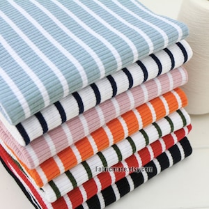 Rib Knit Cotton Fabric, Ribbing Binding Stripes Knitting Fabric in 11 Colors - 1/2 Yard