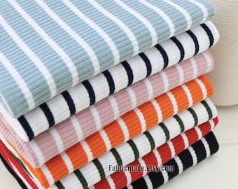 Rib Knit Cotton Fabric, Ribbing Binding Stripes Knitting Fabric in 11 Colors - 1/2 Yard