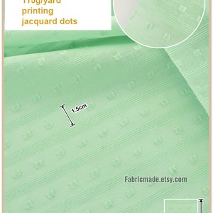 Thin Cotton Fabric With Jacquard Weave Dots Stripes For Summer 1/2 yard 2 green dots