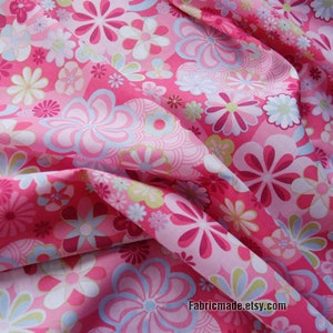 Pink Blue Flower Love Heart Cotton Fabric 1/2 yard image 5