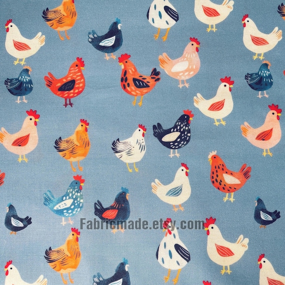 Cartoon Chicken Print Cotton Fabric, Quilting Sewing Material