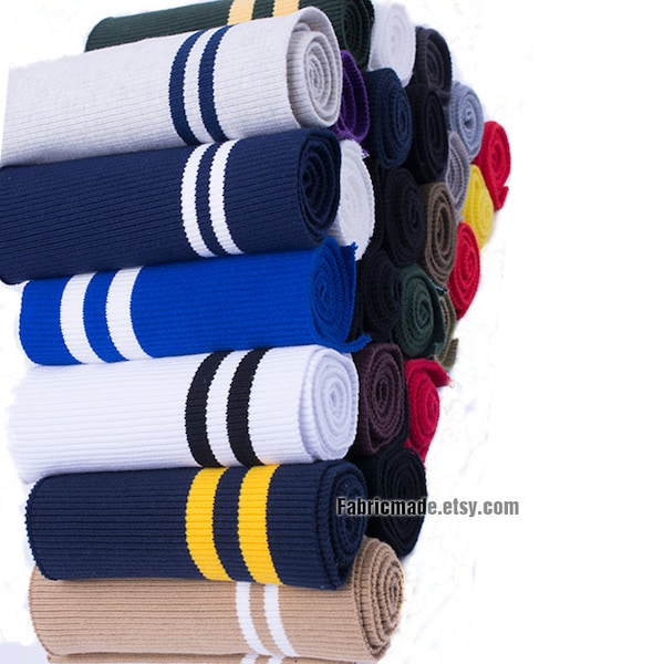 30 colors Stripes Ribbing- 15cm x 80cm Ribbing and Binding Knit Fabric For Neckline, Cuffs, Hems