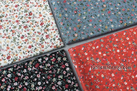 Fabric red little  flower cotton 45x 49 no:586