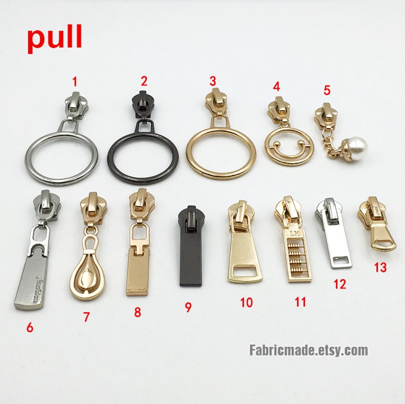 Silver Gold 5 Teeth Zippers, One Way Metal Zippers For Jackets & Chaps BRASS Separating Select Color and Length image 2