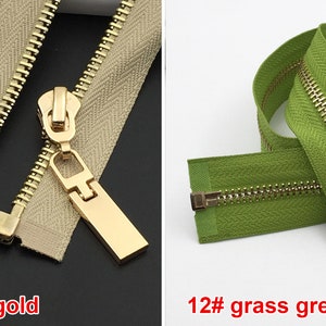 Silver Gold 5 Teeth Zippers, One Way Metal Zippers For Jackets & Chaps BRASS Separating Select Color and Length image 8