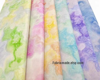 Thin Colors Tie Dye Style Cotton Fabric For Summer - 1/2 yard