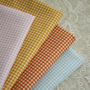 63&quot; Width 100% Cotton Houndstooth Fabric Aqua Blue Pink Yellow Orange & White - 1/2 yard