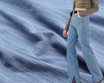 Schwerer Denim Baumwollstoff Jacquard Streifen Denim Für Jeans - 1/2 Yard