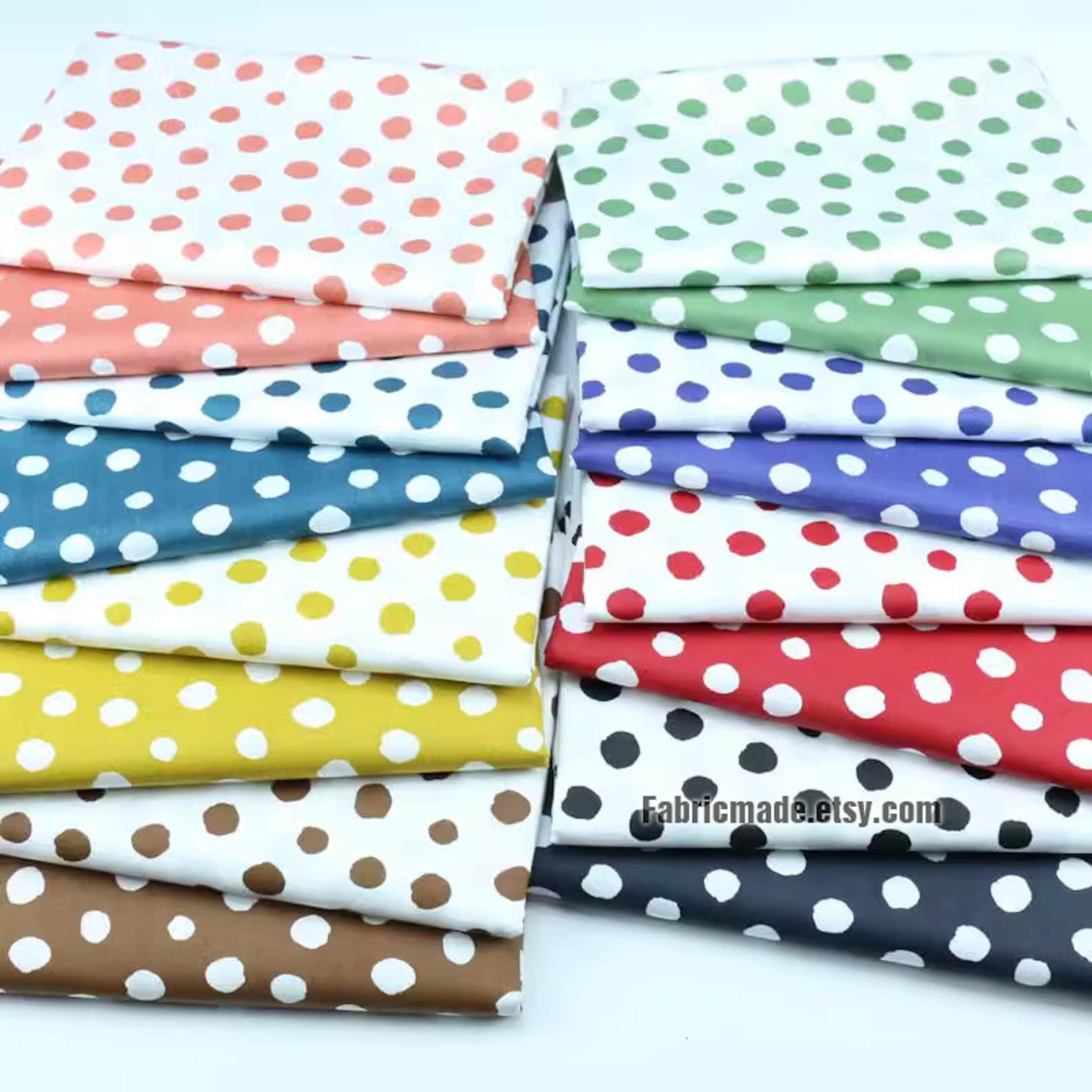 16 Colors - Spots Dots Cotton Fabric Purple Yellow Green White Fabric ...