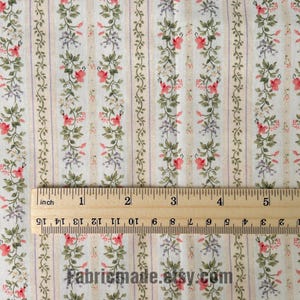 Tiny Floral Garland Round Stripes Flower Cotton Fabric - 1/2 yard image 10