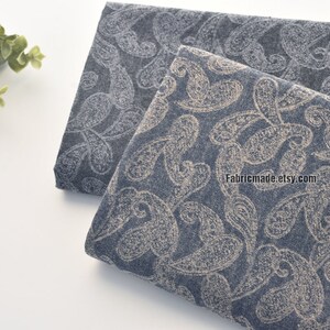 Jacquard Flower Fabric Vintage Styles Black Navy Blue Paisley Floral Cotton Brushed- 1/2 Yard