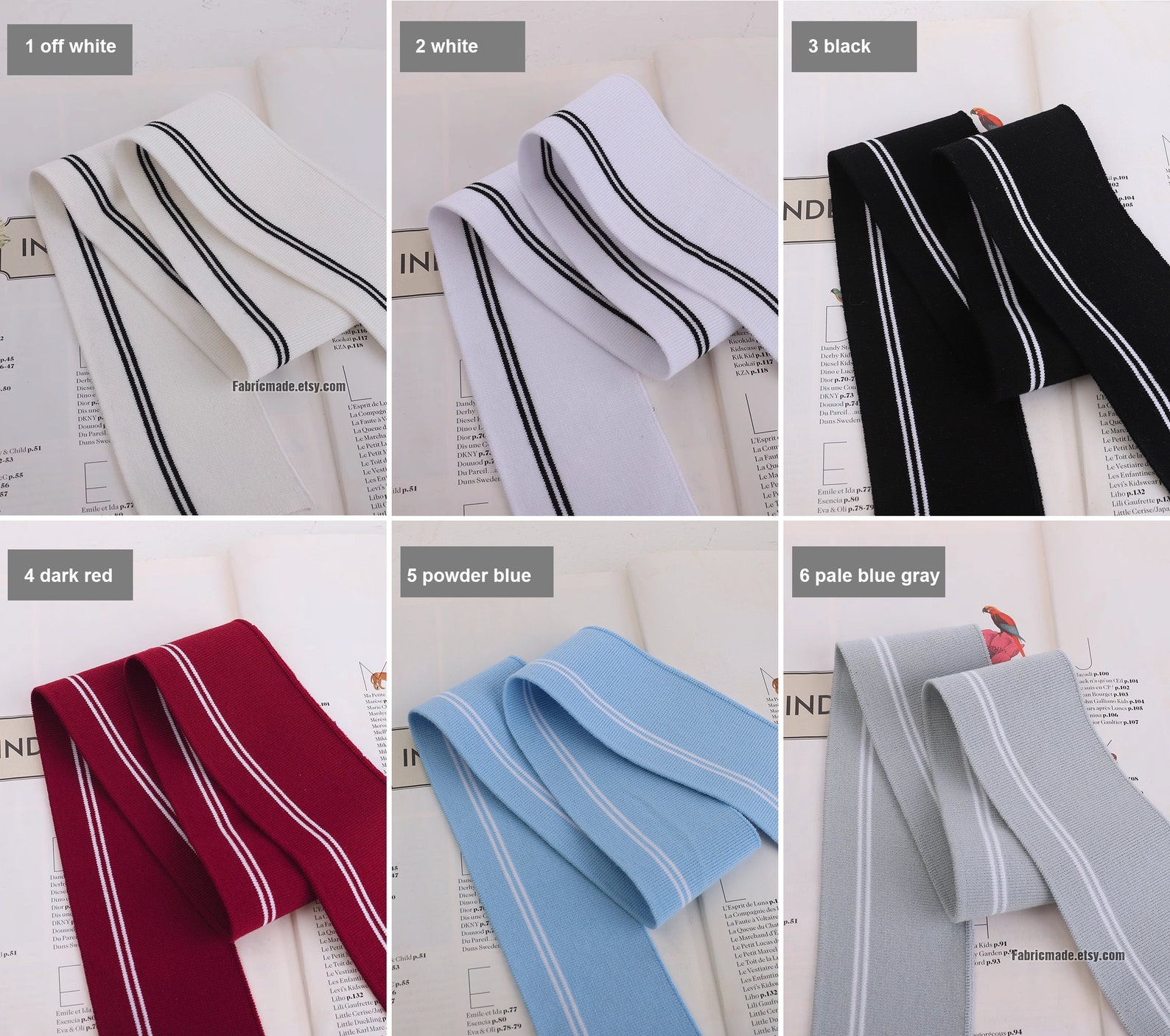 Striped Cotton Ribbing Knit Fabric - Neckline, Cuffs, Hems (6cm X 90cm ...