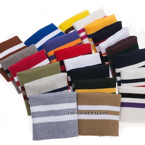 A Pair- Folded Knit cuff fabric Ribbing Fabric Cotton Stripes Ribbed Knit Coat Jacket fabric- 34 colors Choose