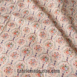 Tiny Floral Garland Round Stripes Flower Cotton Fabric - 1/2 yard image 5