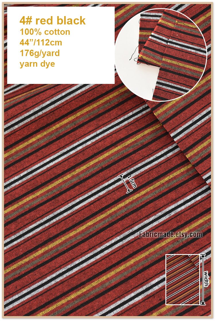 Yarn Dye Stripes Cotton Fabric Red Blue Green Colors Stripes Etsy