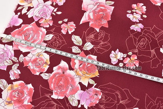 1 metre of polycotton with white cats and flowers with black decoration on lilac