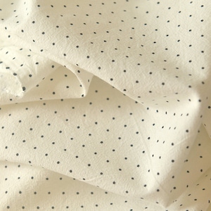 Tiny Polka Dots Linen Cotton Fabric Off white Ivory Fabric with Black Orange Dots- 1/2 yard